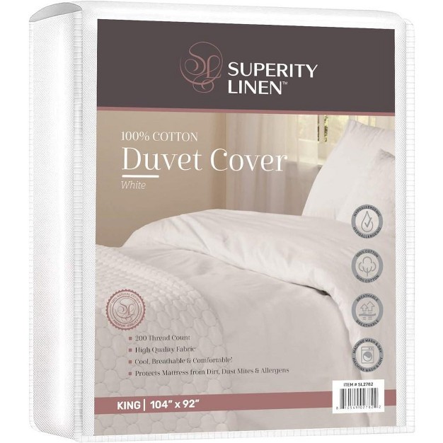 Superity Button Closure 100 Cotton Duvet Cover White