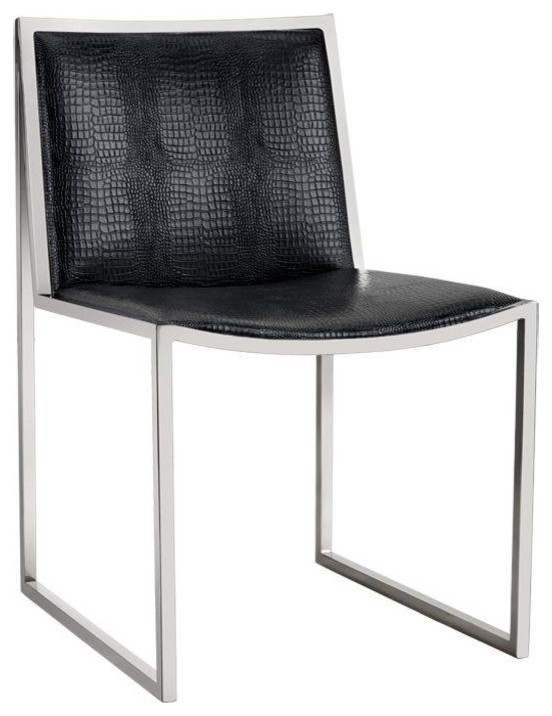 Ellis Dining Chair Stainless Steel Black Croc (Set of 2)   Contemporary   Dining Chairs   by Virgil Stanis Design  Houzz