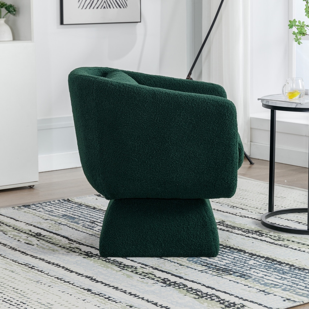 Boucle Upholstered Swivel Accent Arm Barrel Chair for Living Room