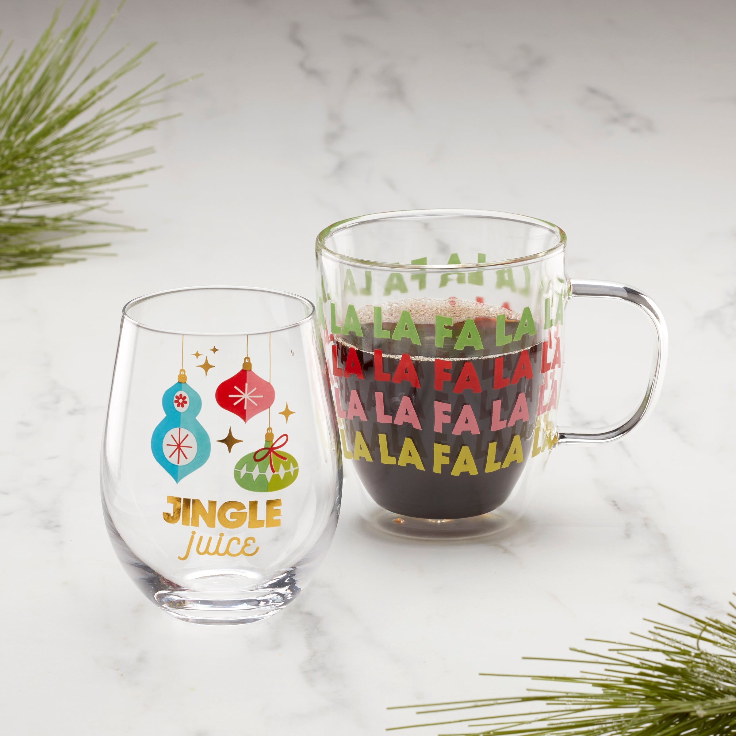 Fa La La La 2-Piece Mug & Wine Glass Set