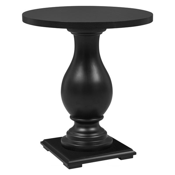 Solid Wood Round Side Table Oak Veneer in Black End Table for Living Room Bedroom and Small Spaces