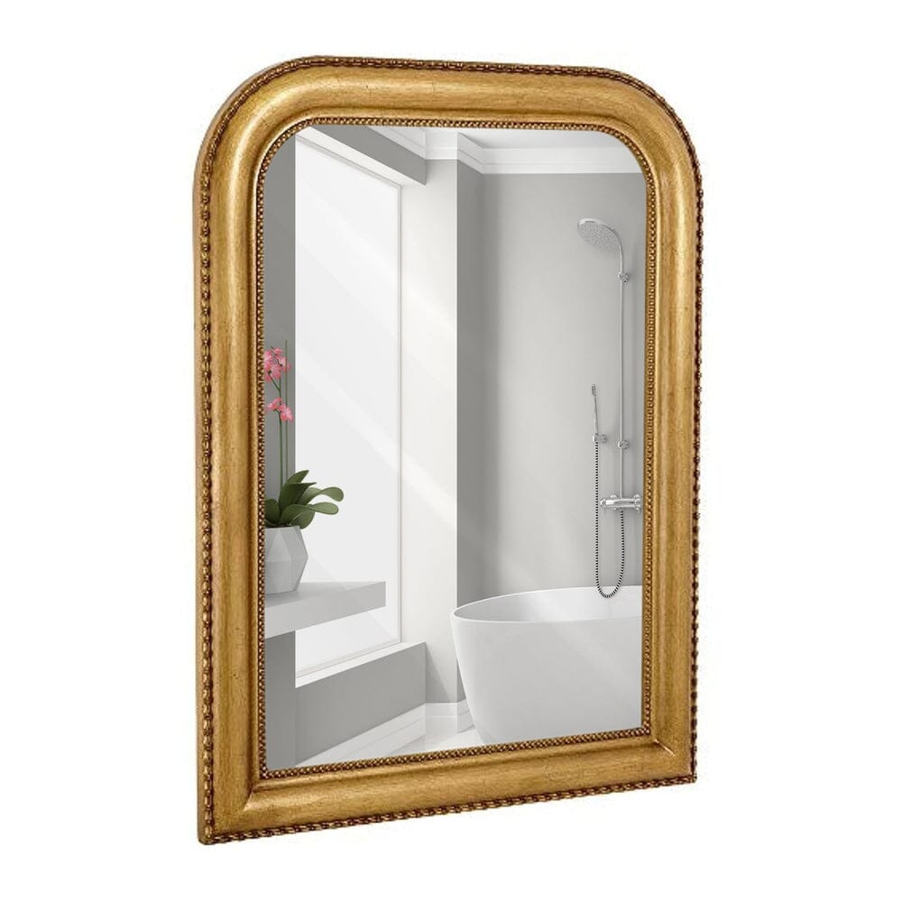 Hamilton Hills Thick Rounded Top Gold Rich Framed Wall Mirror 40