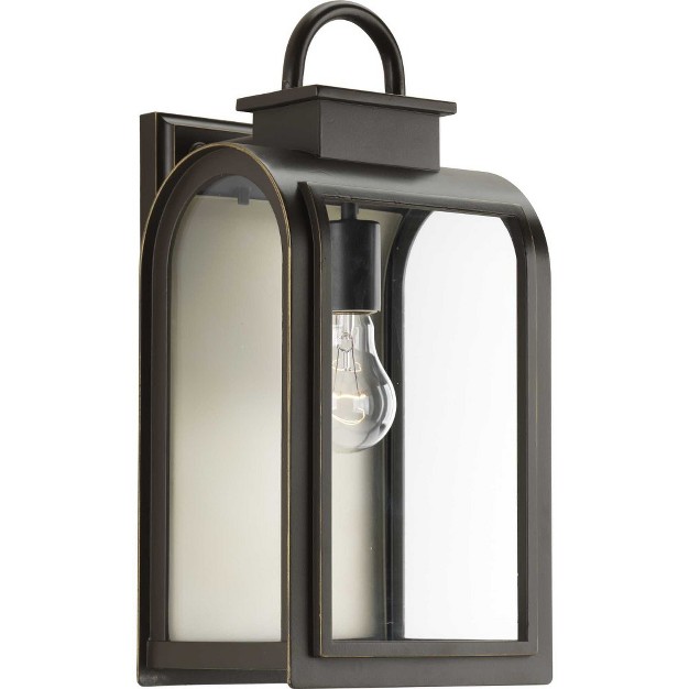 Progress Lighting Refuge 1 light Medium Wall Lantern Oil Rubbed Bronze Clear Glass Umber Reflector Panel