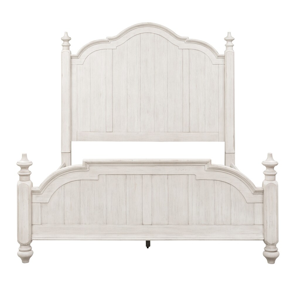 Farmhouse Reimagined Antique White with Chestnut Queen Poster Bed