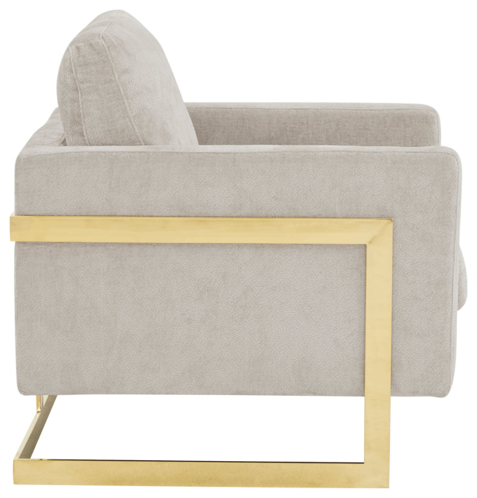 LeisureMod Lincoln Modern Boucle Arm Chair with Gold Stainless Steel Frame   Midcentury   Armchairs And Accent Chairs   by LeisureMod  Houzz