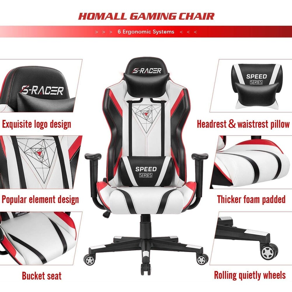 Homall Gaming Chair Racing Office Chair High Back PU Leather Computer Desk Chair Executive and Ergonomic Swivel Chair