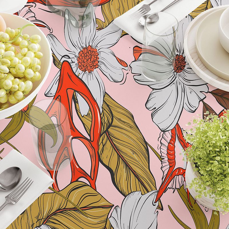 Rectangular Tablecloth， 100% Cotton， 52x84， Floral 228