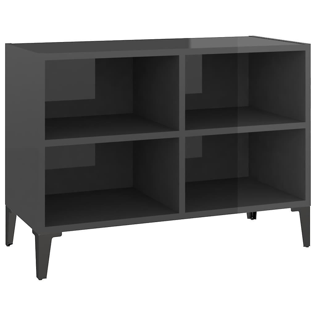 Tv Cabinet With Metal Legs High Gloss Grey 69.5x30x50 Cm