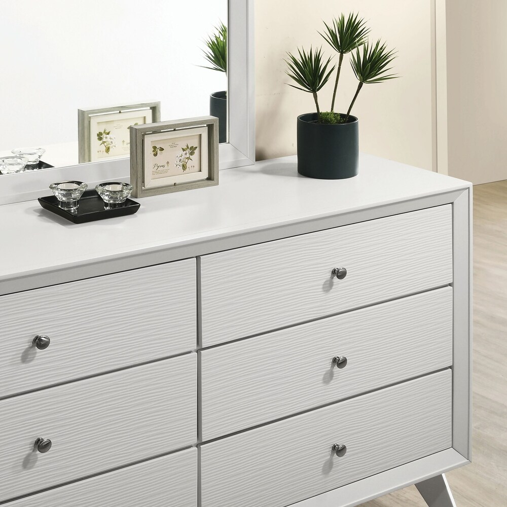 Kawi Contemporary White 58 inch Wide Wood 6 Drawer Dresser by Furniture of America