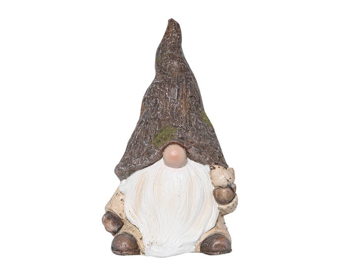 Alpine Woodland Gnome Statue Holding Bird - BEH330HH