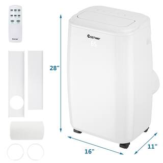 Costway 6000 BTU(DOE) 10000 BTU (ASHRAE) Portable Air Conditioner 350 sq. ft. with Dehumidifier with Remote in White ES10043