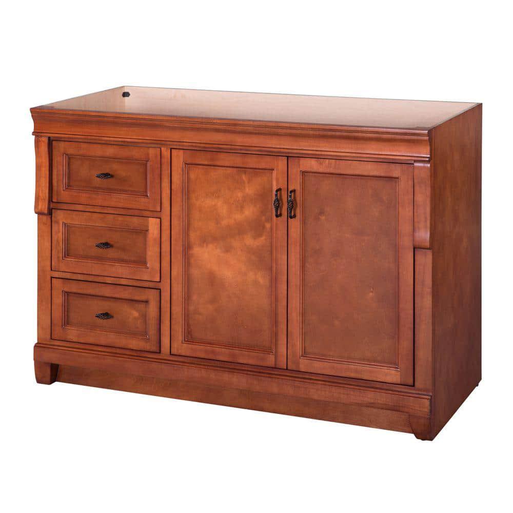 Home Decorators Collection Naples 48 in W Bath Vanity Cabinet Only in Warm Cinnamon with Left Hand Drawers