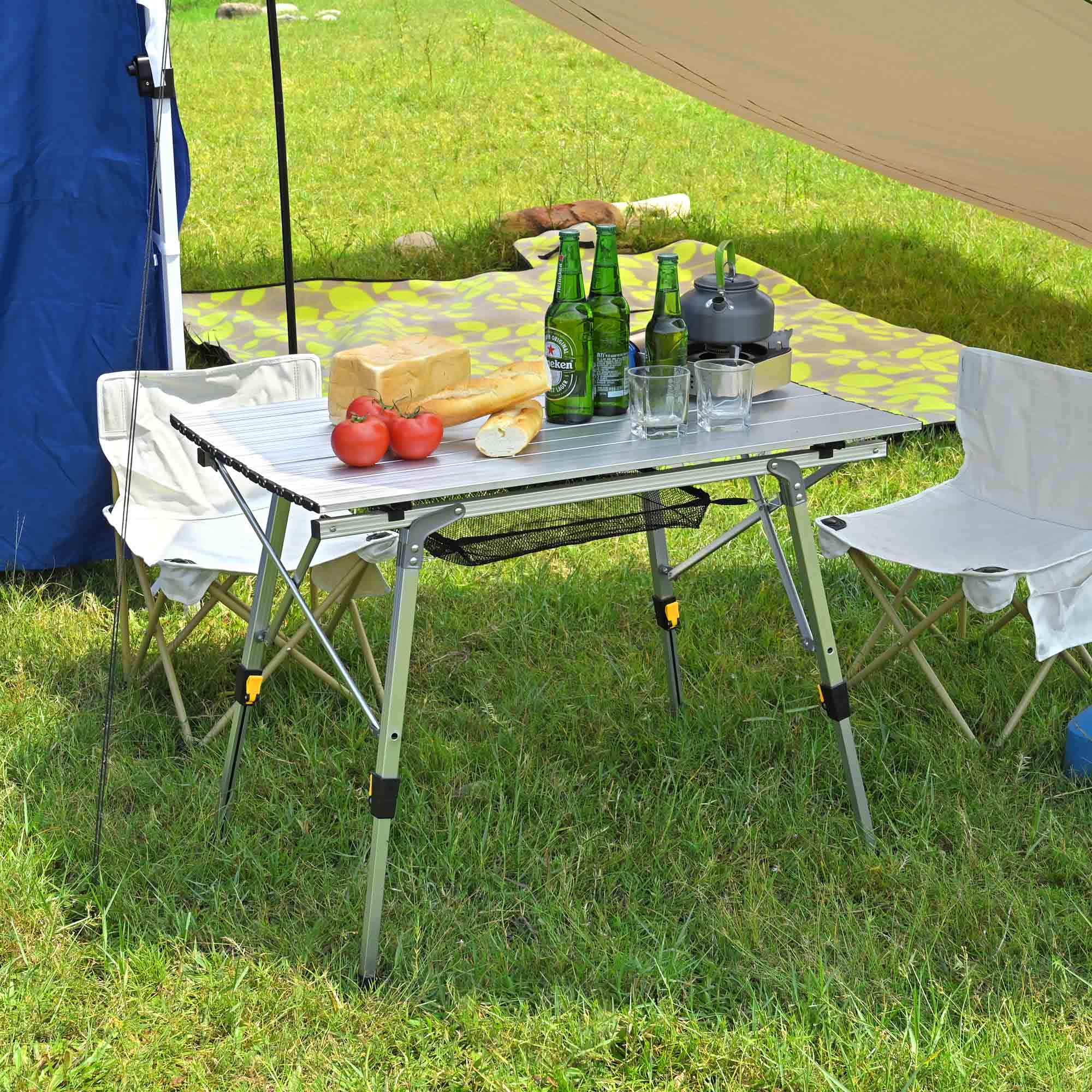 Yescom Portable Folding Aluminum Camping Table Roll Up Adjustable Leg Outdoor BBQ Home