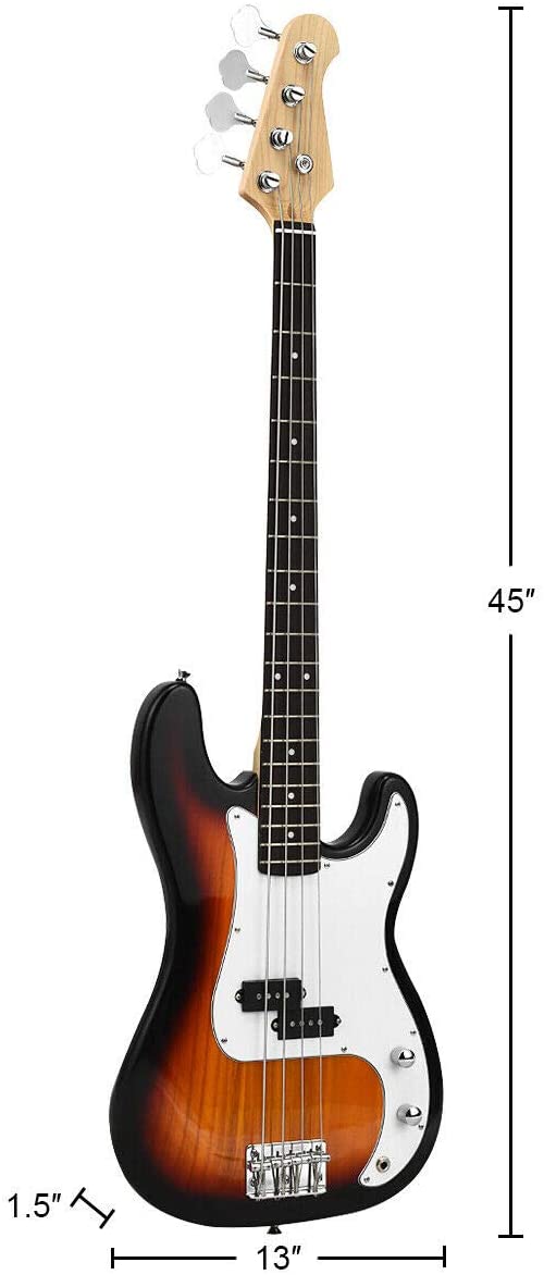 Full Size Electric 4 String Bass Guitar for Beginner Complete Kit