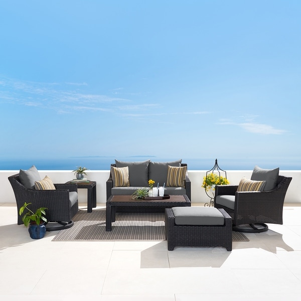 Deco 6 Piece Sunbrella Outdoor Patio Love and Motion Club Seating Set