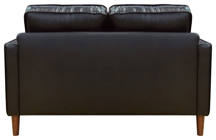 Sunset Trading Prelude 55 quotContemporary Top Grain Leather Loveseat in Black   Midcentury   Loveseats   by Homesquare  Houzz