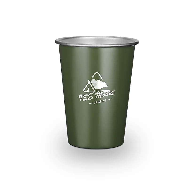 350ml 304 Single Wall Stainless Steel Outdoor Camping Cup Premium Water Coffee Cup Reusable Stackable Cup