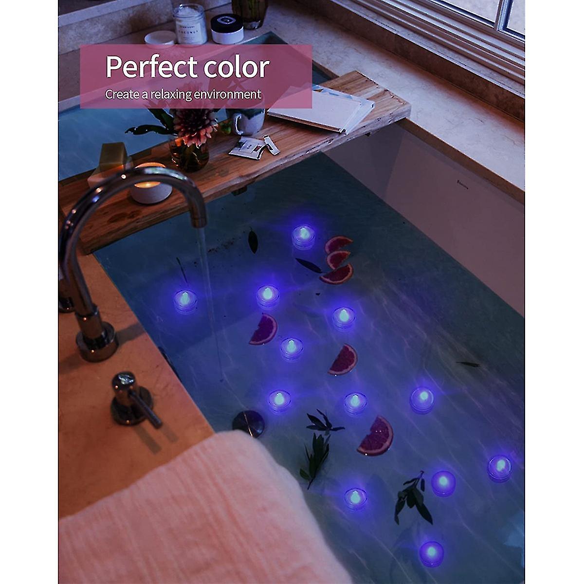 12pcs Submersible Led Light，purple Candle Tea Lights，battery Operated