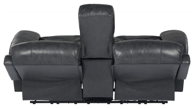 Sunset Trading Luxe Leather Reclining Loveseat with Power Headrest in Gray   Contemporary   Loveseats   by Homesquare  Houzz