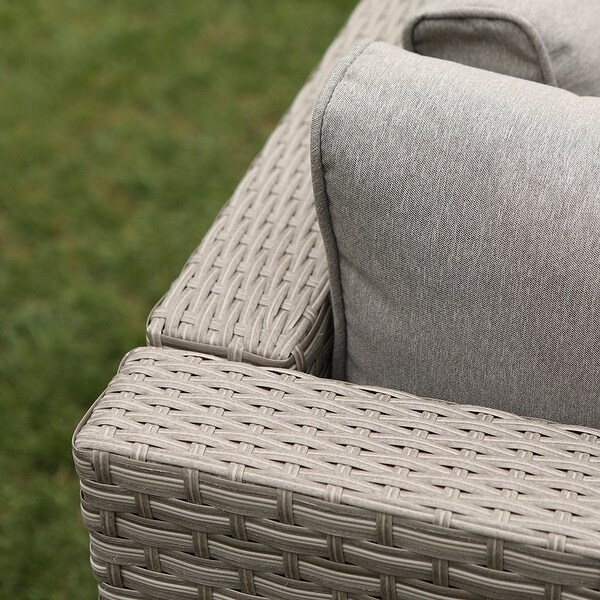 COSIEST Patio Sectional Right/Left Corner Side Wicker Armchair With Pillow