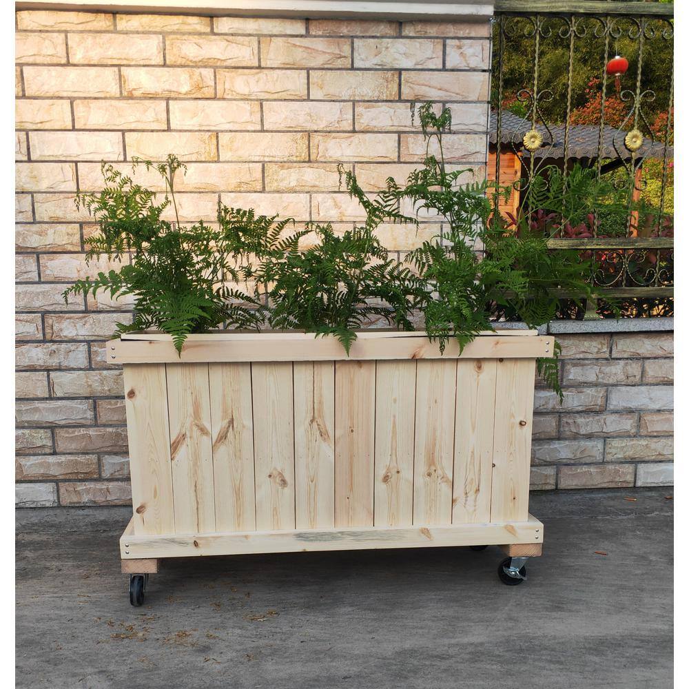 Ejoy 45 in. x 25 in. x 14 in. Solid Wood Mobile Planter Barrier WoodPlanter_45x25x14