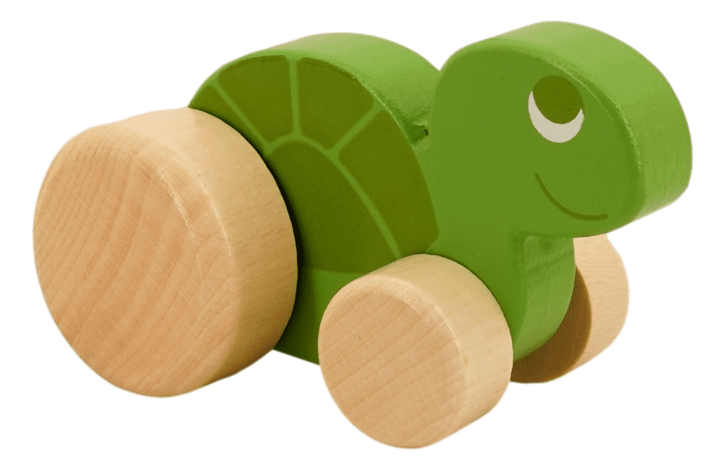 Wooden Push Pull Toys (3 Pack， Rabbit， Duck， Turtle， 4.5 in tall) Up Down Motion Animals Rolling Stuffers Toddlers and Children