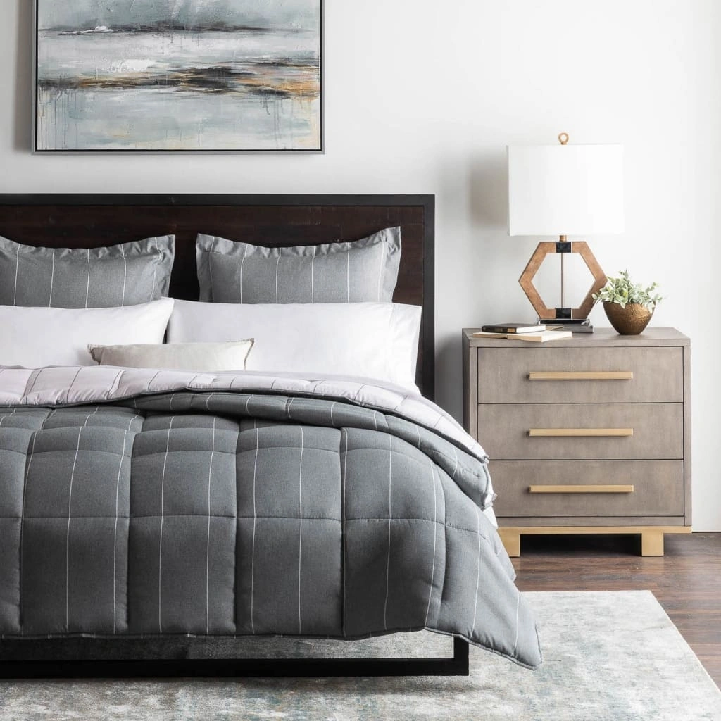 Chambray Reversible Down Alternative Hypoallergenic All Season Comforter - 3 Piece Set