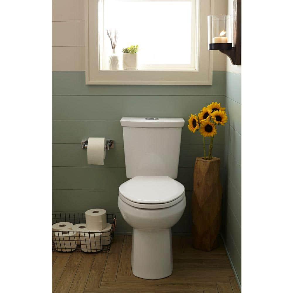 American Standard H2Option Tall Height 2piece 092128 GPF Dual Flush Elongated Toilet with Liner in White Seat Not Included