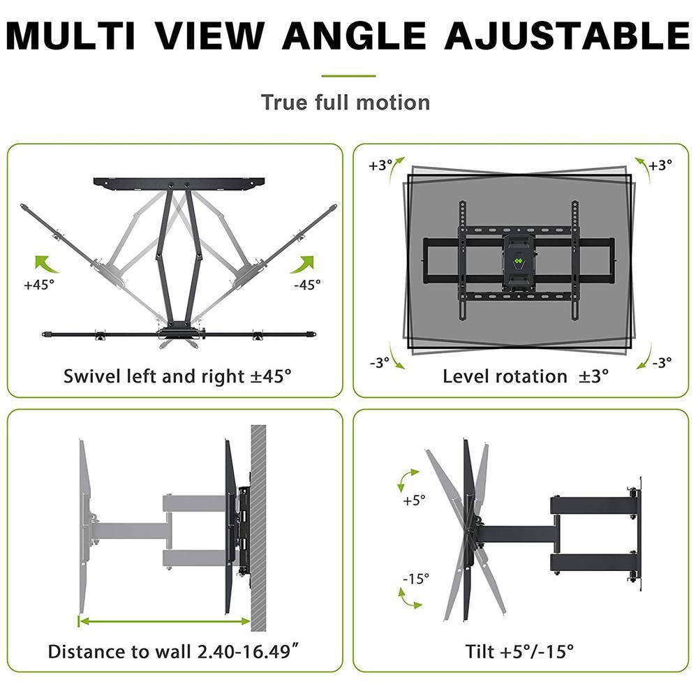 USX MOUNT The Large Full Motion TV Mount for Most 47 in. to 84 in. LED LCD and Flat Screen TVs HML008-K