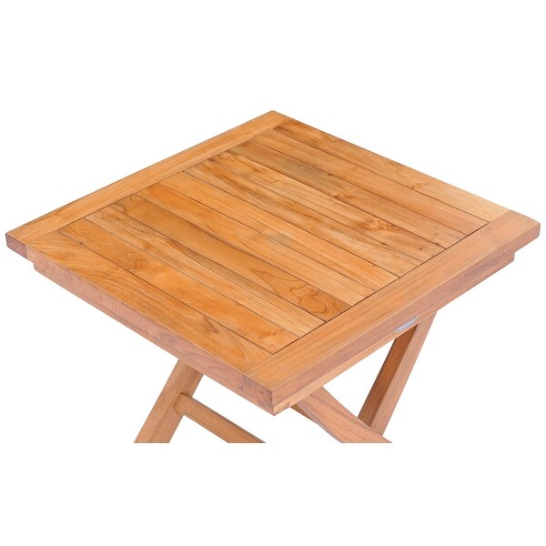 Chic Teak Titanic Outdoor Teak Wood Folding Side Table，20 inches square