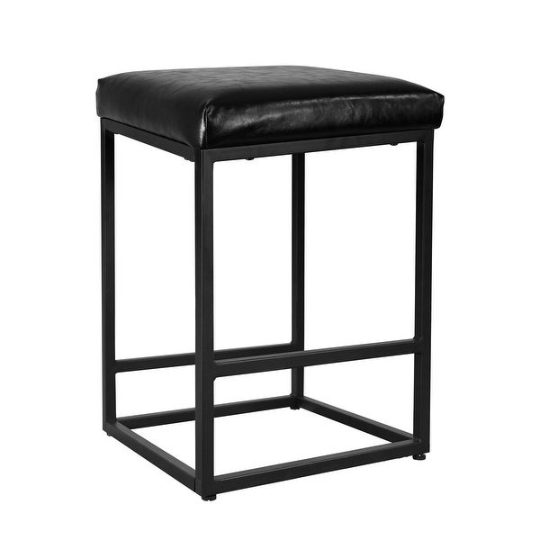 Black 24 Inch Counter and Bar Stool With Footrest Set of 2