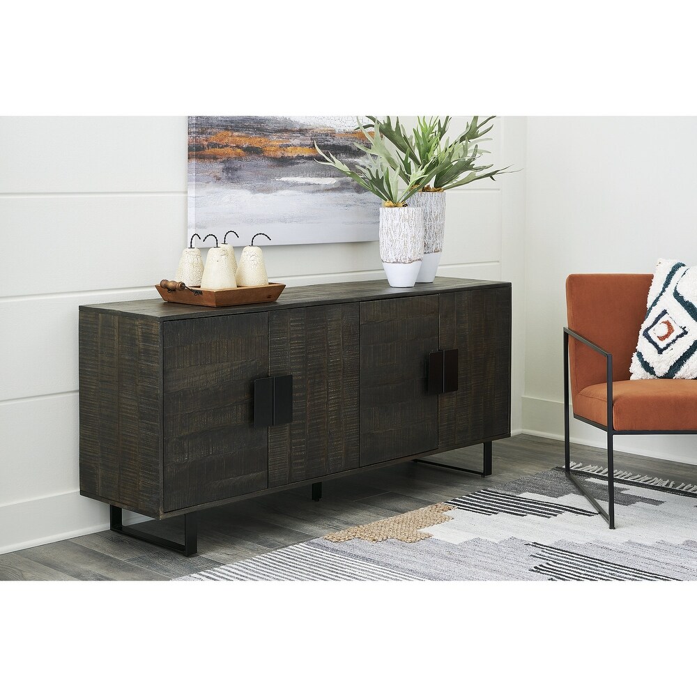 Signature Design by Ashley Kevmart Grayish Brown/Black Accent Cabinet   64\