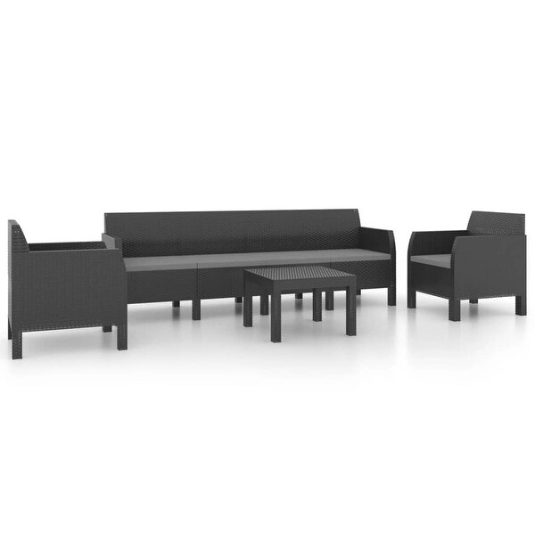 4 Piece Patio Lounge Set with Cushions PP Rattan Anthracite - Overstock - 36226303