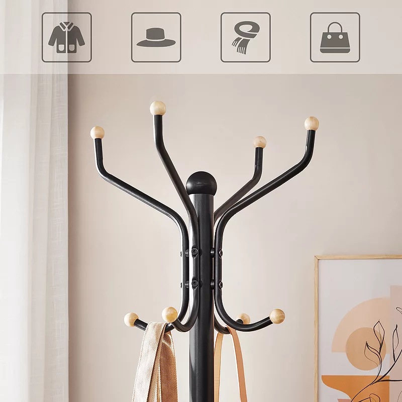 Coat Rack Freestanding， Metal Coat Rack Stand With 12 Hooks， Coat Tree， Holds Clothes， Hats， and Bags