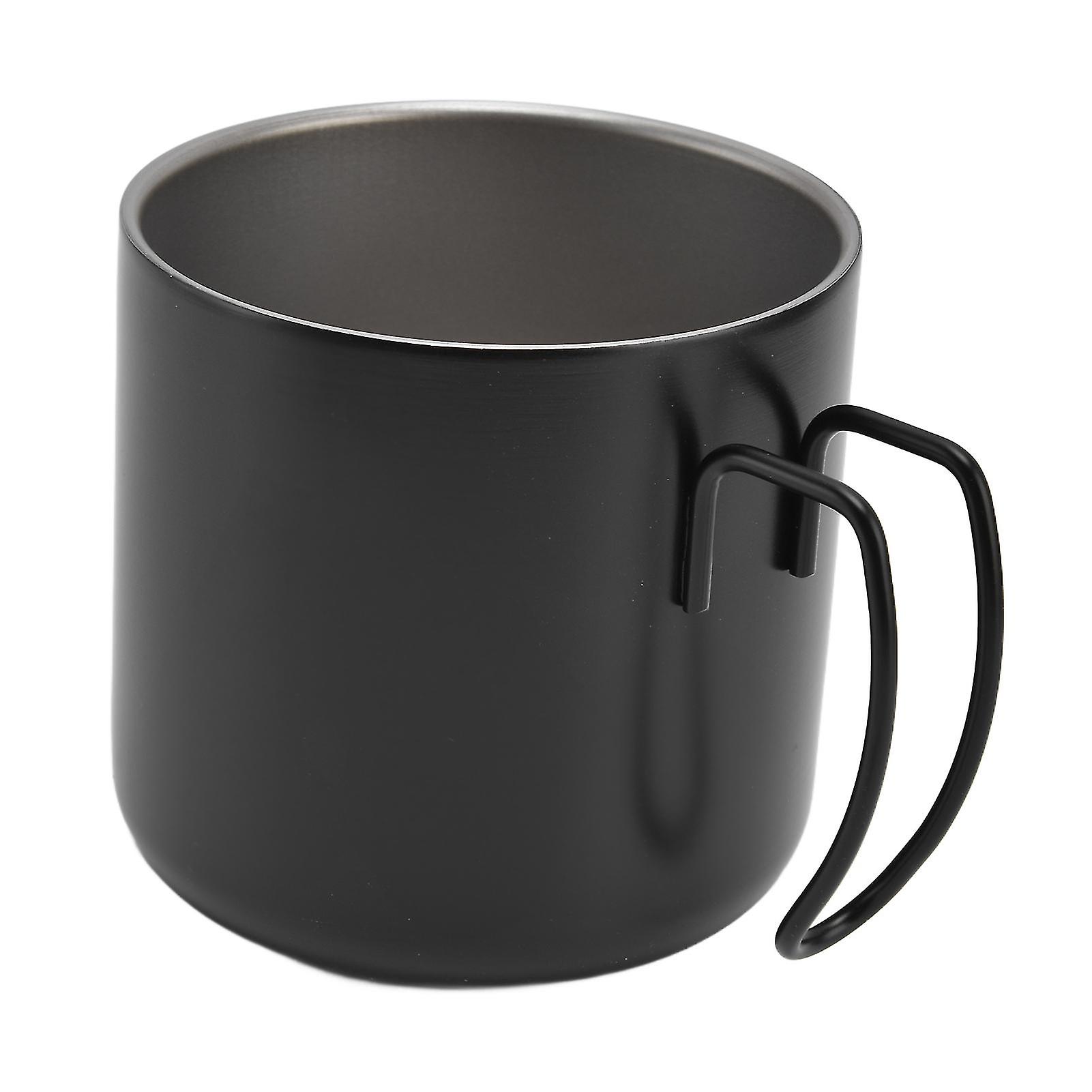 Coffee Mug Stainless Steel 400ml Durable Practical Portable Water Cup with Handle for Home Office RestaurantBlack (Without Lid) 400ml