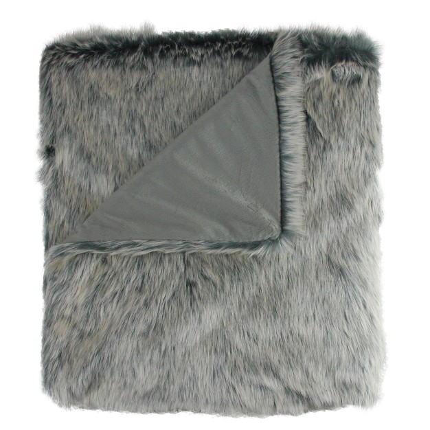 X 60 quot Faux Fur Super Plush Throw Blanket White gray