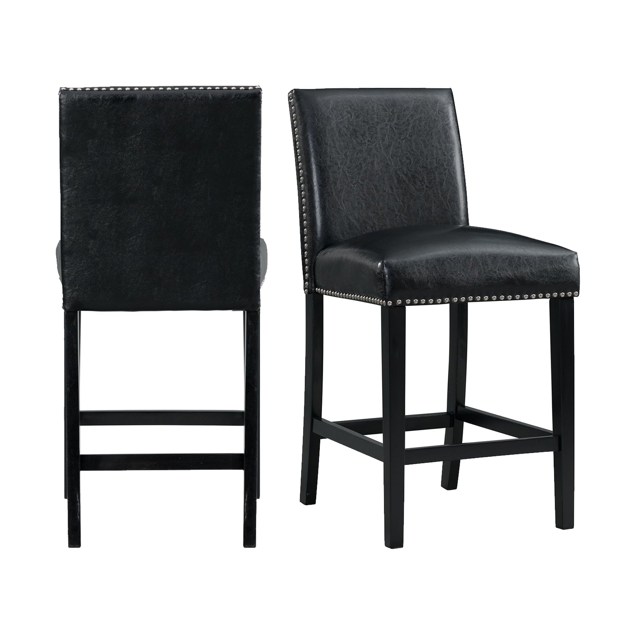 Picket House Furnishings Pia Faux Leather Counter Height Side Chair Set in Black