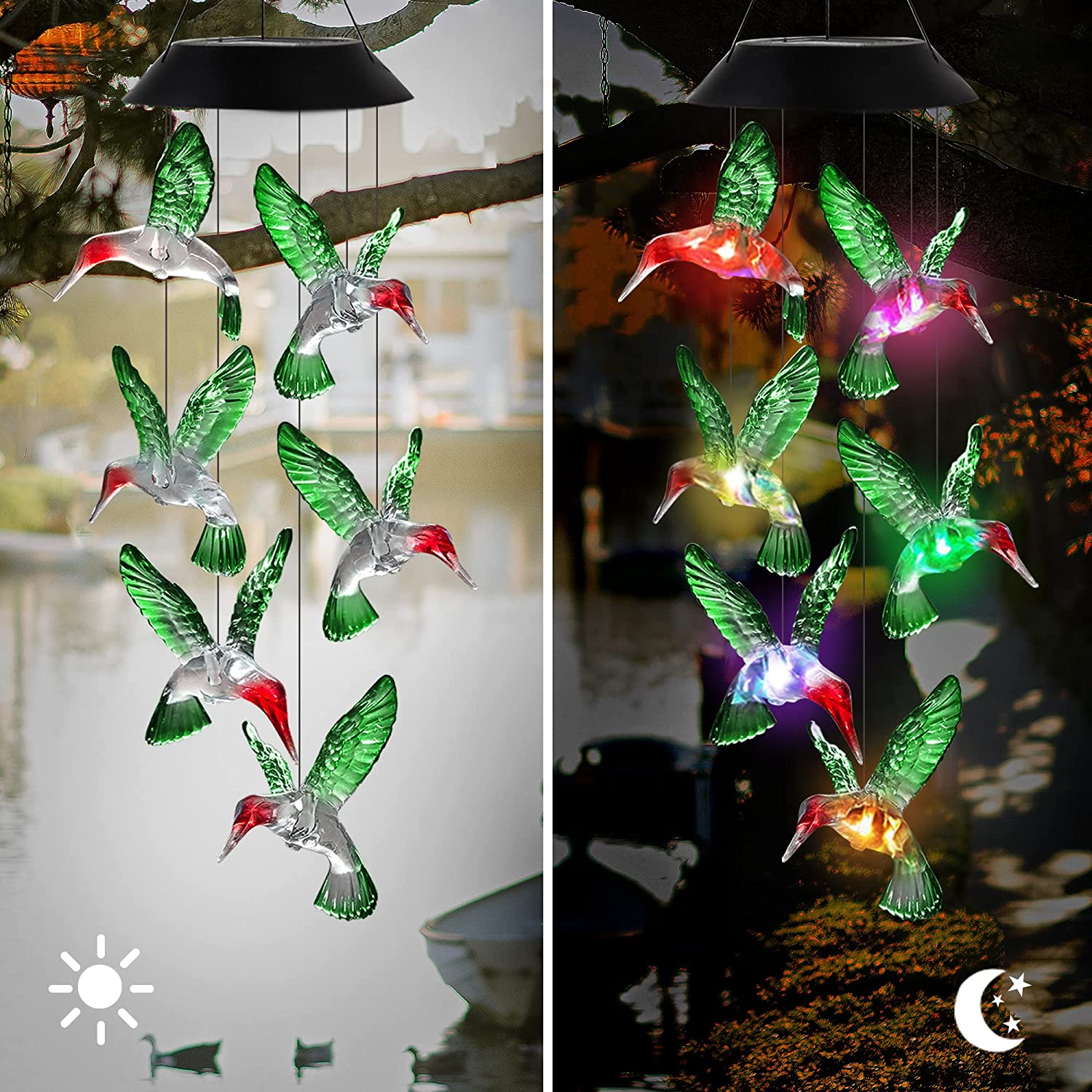 SolarEra Solar Lights， Hummingbird Wind Chimes Outdoor， Gifts for mom/Grandma/Wife/Daughter/Sister/Aunt/Grandma/Women， Mother Outdoor Decor， Yard Decor for Christmas， Gardening Gifts， Birthday Gift