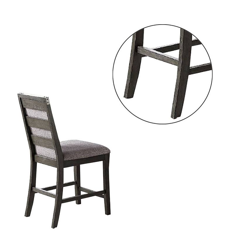 Wooden High Chairs With Upholstered Seat And Backrest， Set Of 2， Gray - Benzara