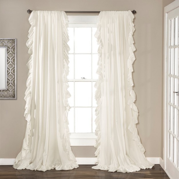 Home Boutique Reyna Window Curtain Panels Pure White 54x108 Set