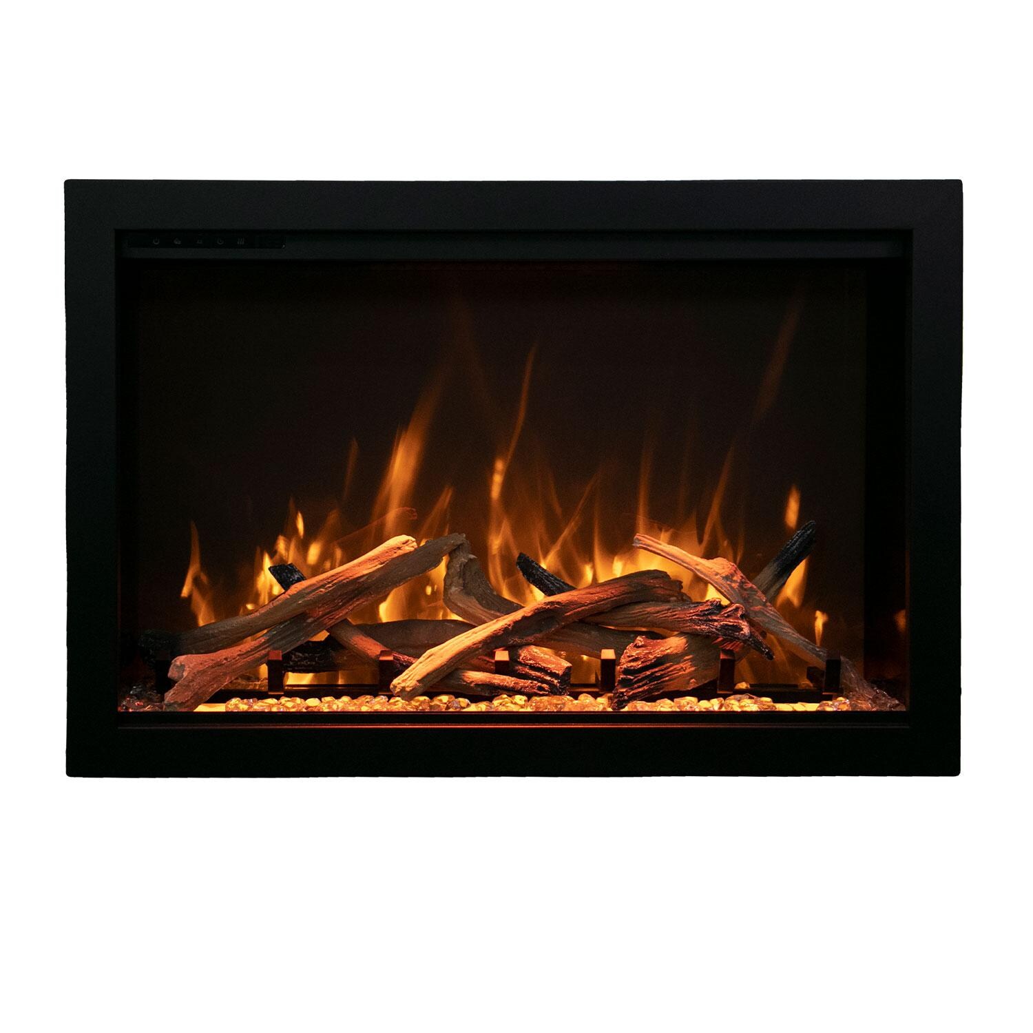 Amantii Traditional Bespoke 33-Inch Built-In Indoor/Outdoor Electric Fireplace W/ Thermostatic Remote， WiFi Capable， and Selection of Media Options