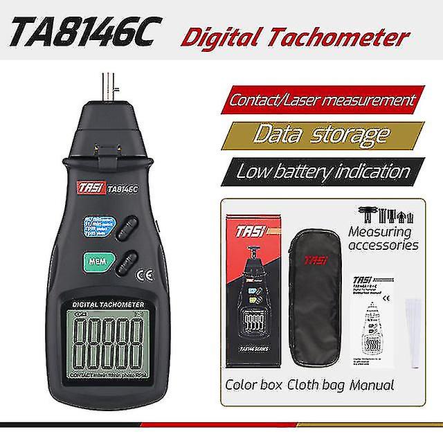 Tasi Ta8146c 2 In 1 Amp; Non- Digital Tachometer 2.5-99999rpm Photoelectric Rotat Speed Meter Memory Funct