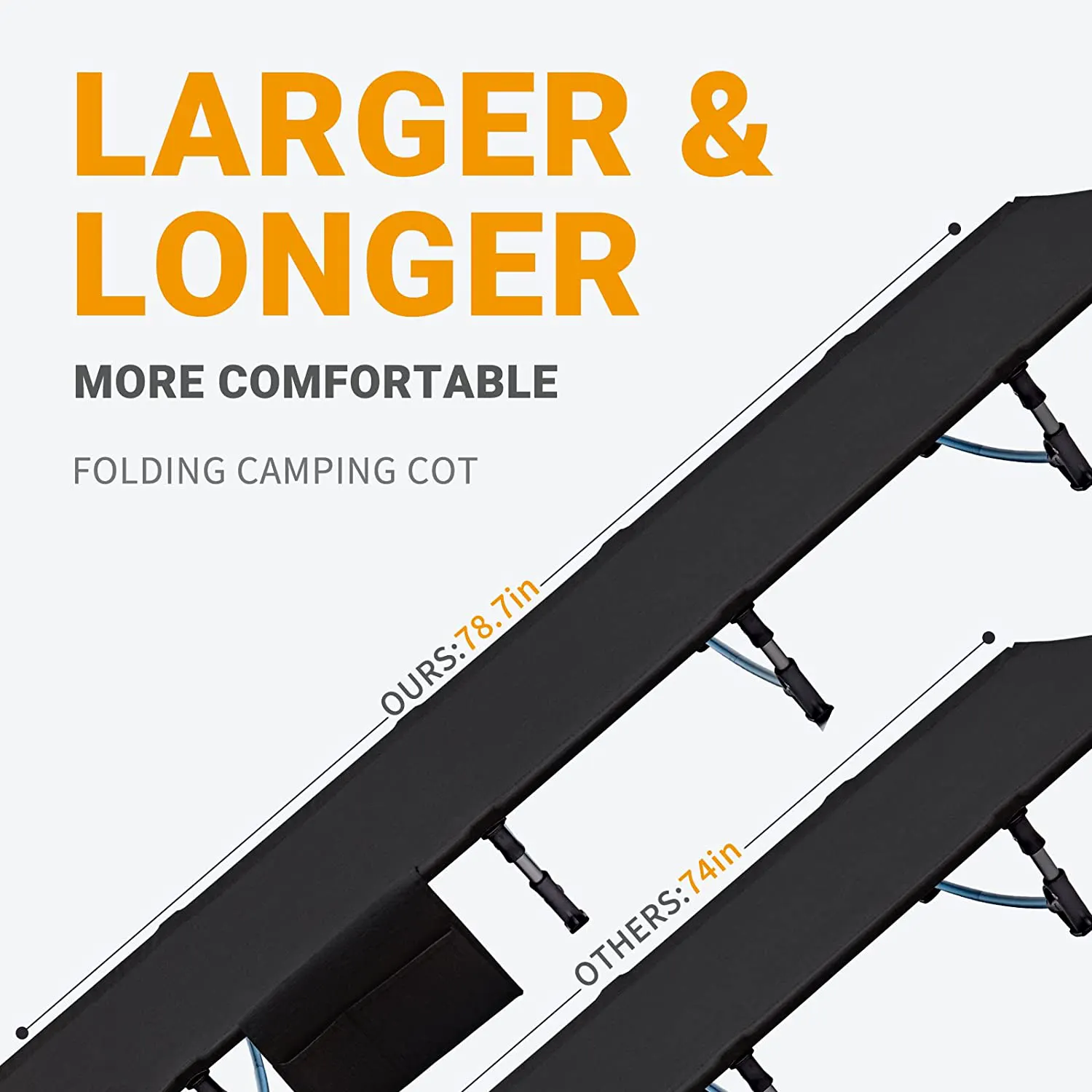 WOQI New Long Compact Portable ultralight folding camping cot for Camping Travel Office Nap