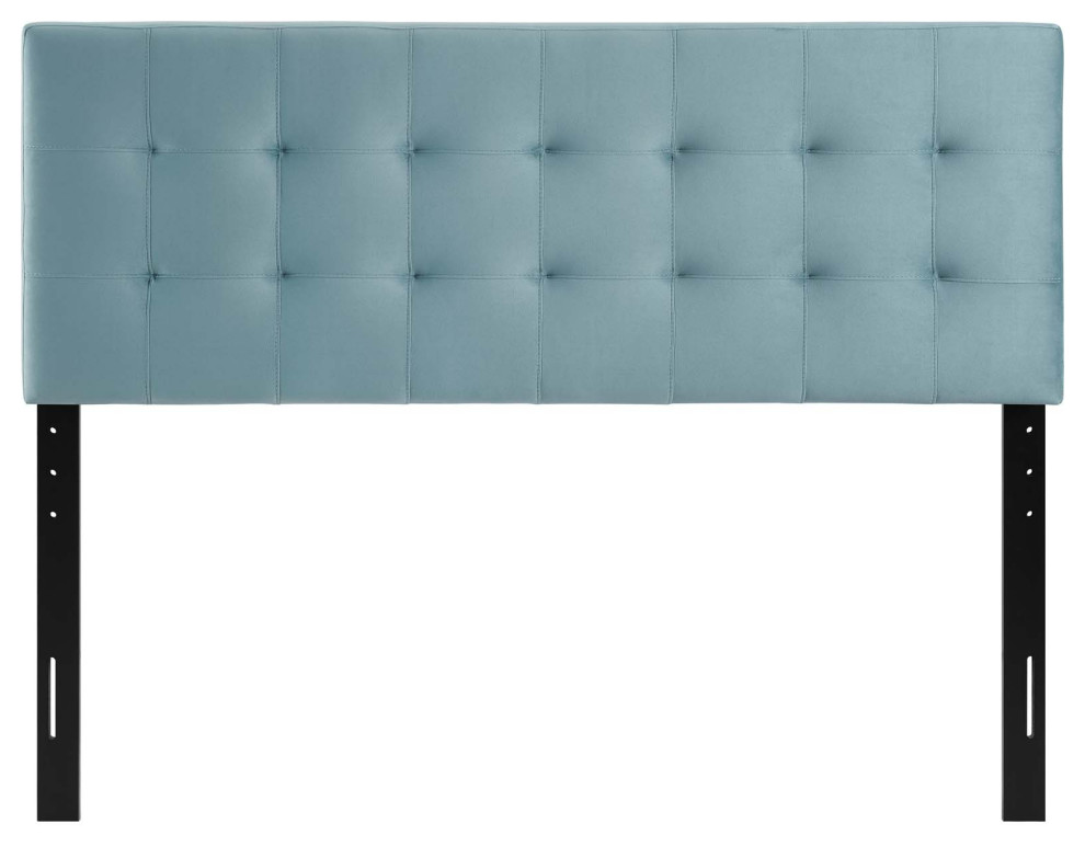 Light Blue Lily Queen Biscuit Tufted Performance Velvet Headboard   Transitional   Headboards   by Homesquare  Houzz