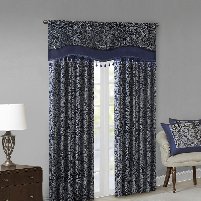 Madison Park Whitman Jacquard Window Valance with Beads