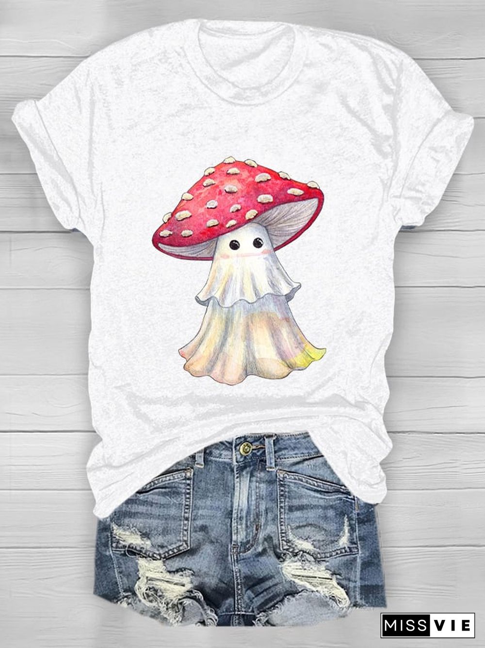 Ghost Mushroom Print T-Shirt