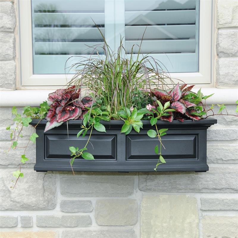 Mayne Nantucket 3ft Weatherproof Traditional Plastic Window Box in White   Traditional   Outdoor Pots And Planters   by Homesquare  Houzz