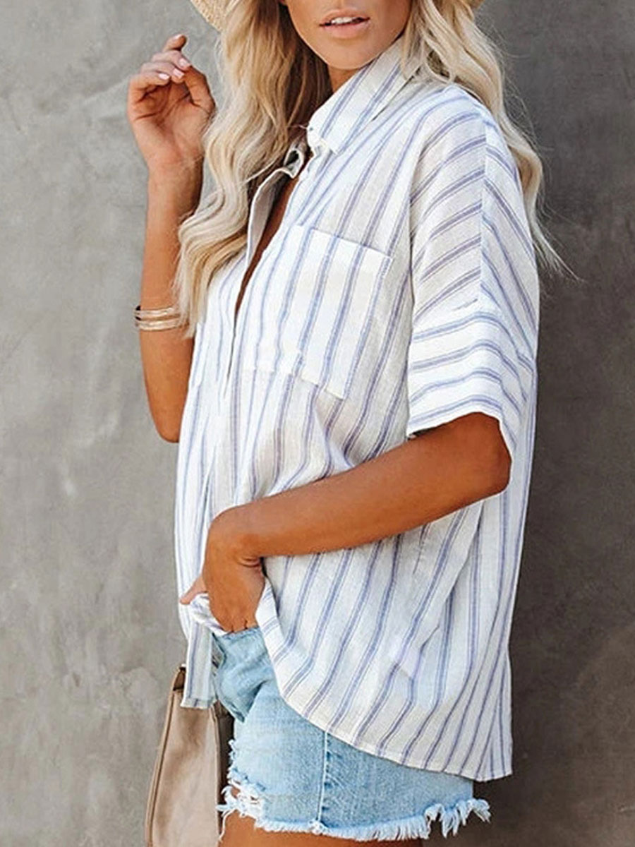 Women'S Striped Print Loose Fashion Blouse