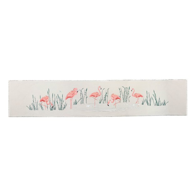 Rightside Designs Flamingos Coastal Embroidered Table Runner