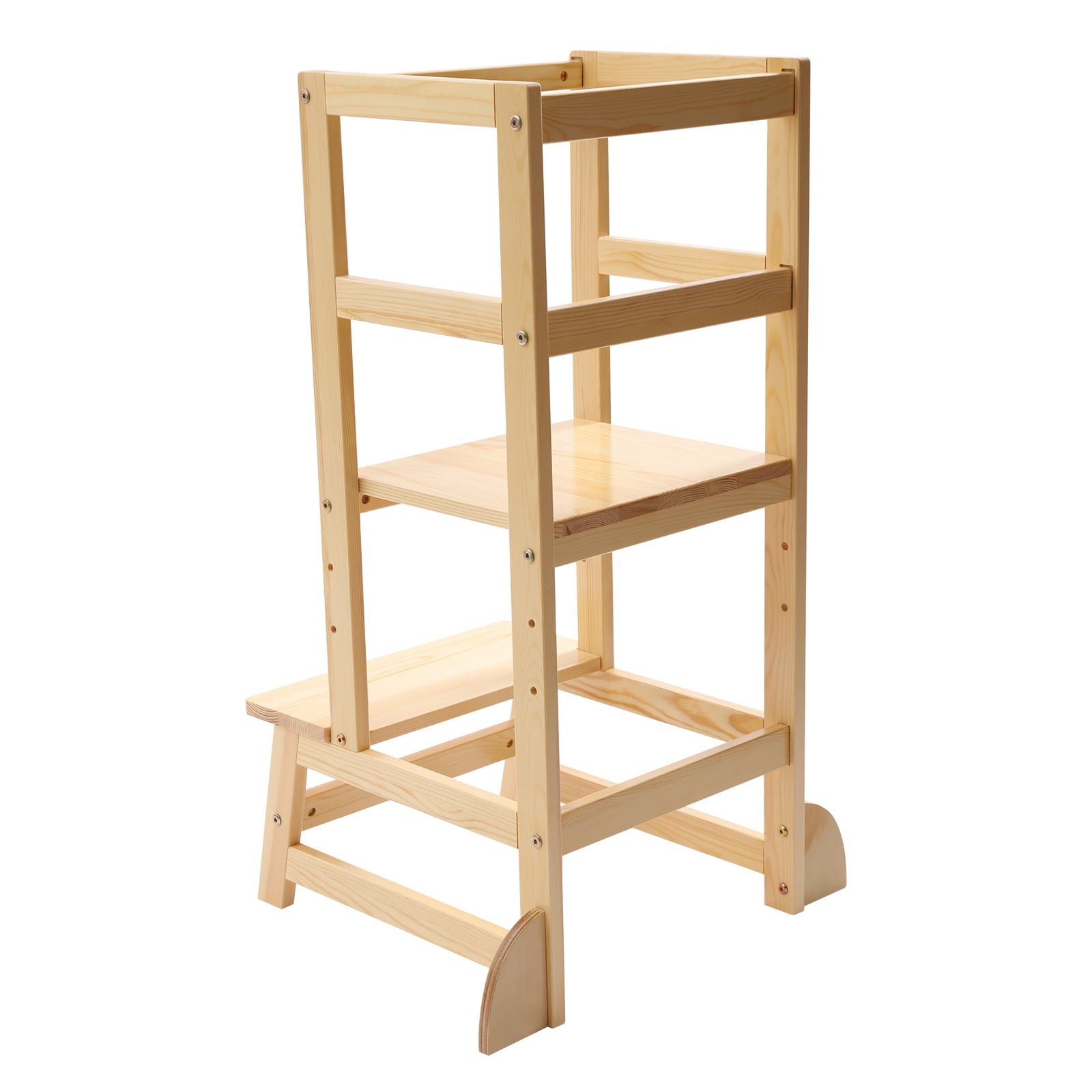 Flkoendmall Kitchen Step Stool with Safety Rails Natural